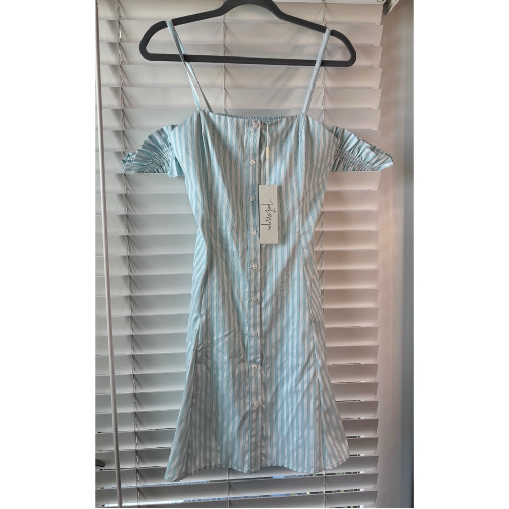 Petersyn Sky Blue Striped Midi Dress